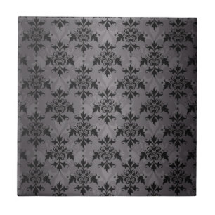 Carreau Motif damassé noir et gris