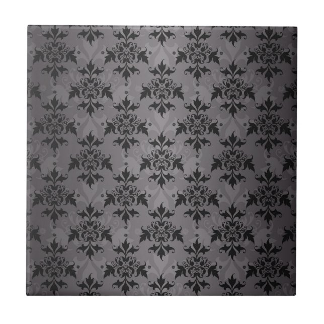 Carreau Motif damassé noir et gris (Devant)