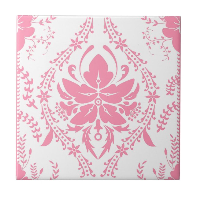 Carreau motif damassé rose blanc (Devant)