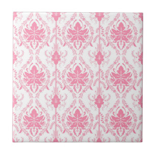 Carreau motif damassé rose blanc