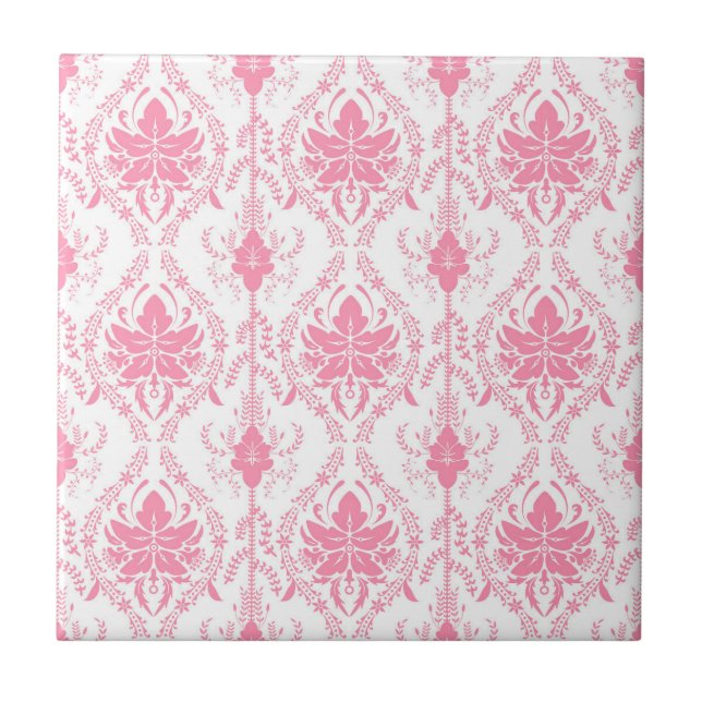 Carreau motif damassé rose blanc (Devant)