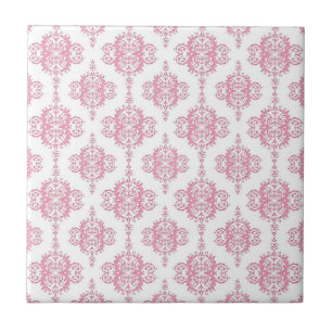 Carreau Motif damassé rose et blanc