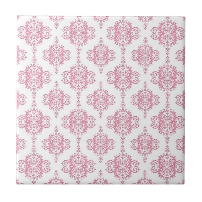 Carreau Motif damassé rose et blanc (Devant)