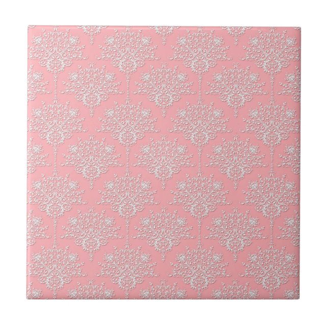 Carreau Motif damassé rose et blanc féminin (Devant)