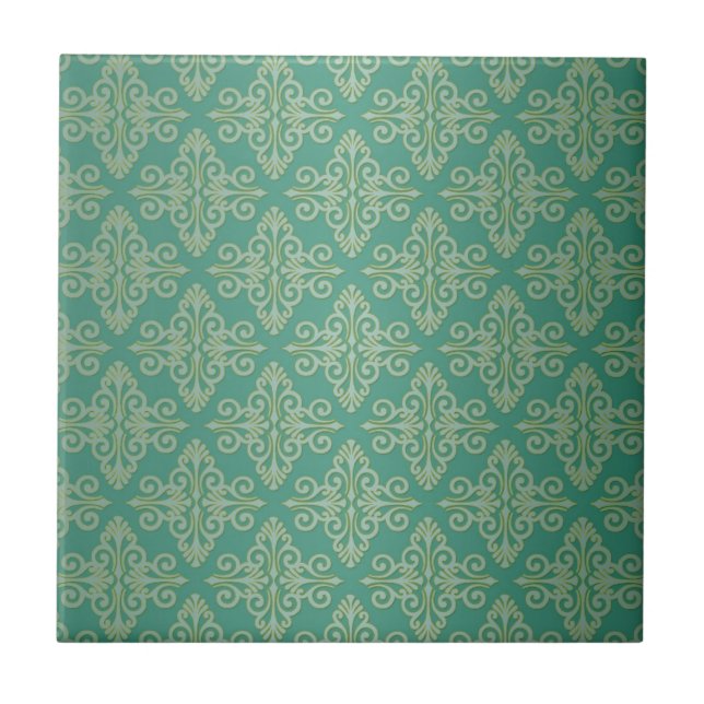 Carreau Motif Damassé Vert Veridian (Devant)