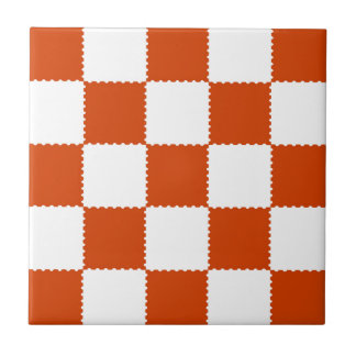 Carreau Motif damier orange et blanc