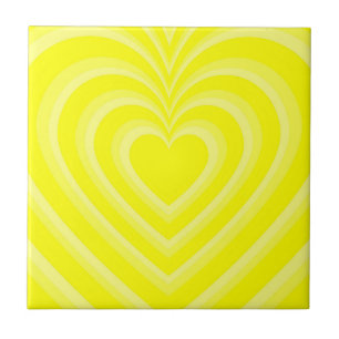 Carreau Motif d'amour du coeur hypnotique jaune néon