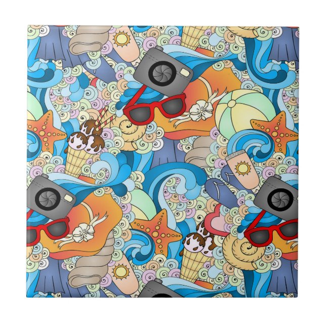 Carreau Motif d'amusement d'été (Devant)