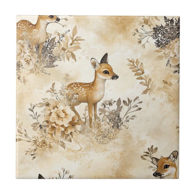 Carreau Motif d'animal de faon de forêt (Devant)
