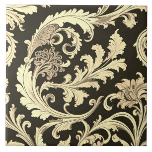 Carreau Motif d'antiquités Brown Fleur