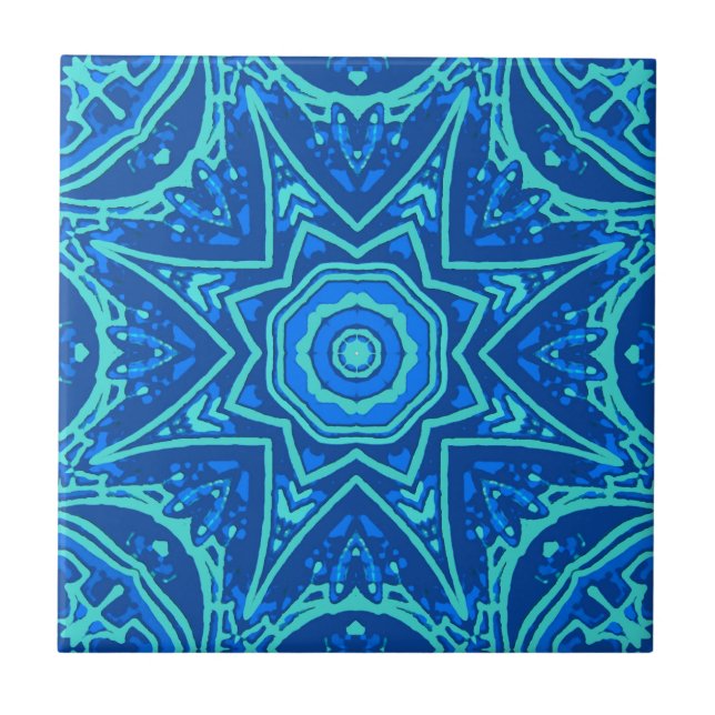 Carreau Motif d'aquarelle Abstrait - Denim Blue (Devant)