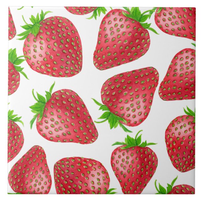 Carreau Motif d'aquarelle de fraises (Devant)