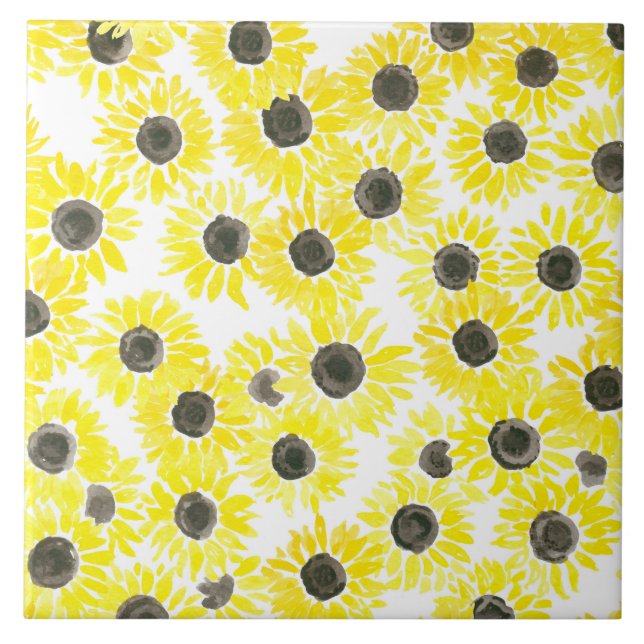 Carreau Motif d'aquarelle des tournesols (Devant)