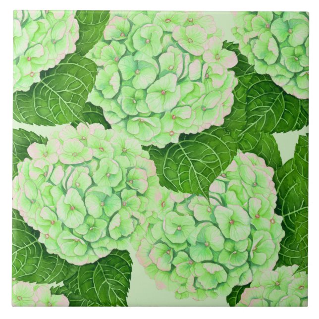 Carreau Motif d'aquarelle Hydrangea (Devant)