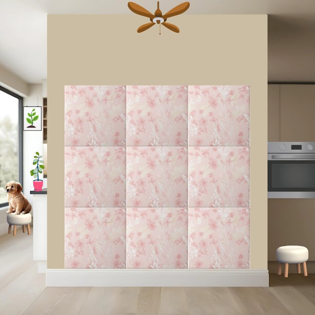 Carreau Motif d'aquarelle rose doux (Créateur téléchargé)