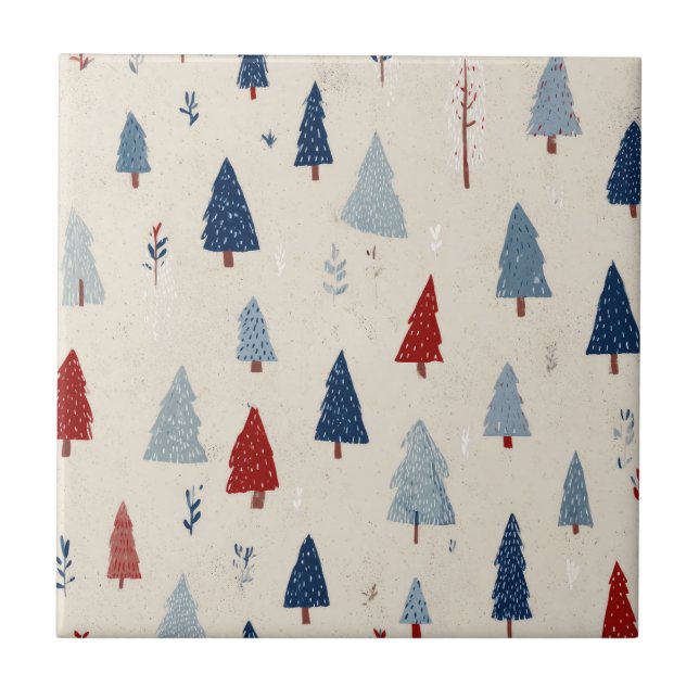 Carreau Motif d'arbre de forêt rustique moderne (Devant)