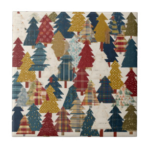Carreau Motif d'arbre de Noël en patchwork festif (2)