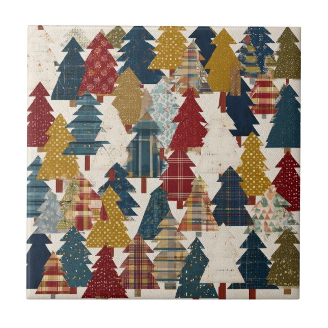 Carreau Motif d'arbre de Noël en patchwork festif (2) (Devant)
