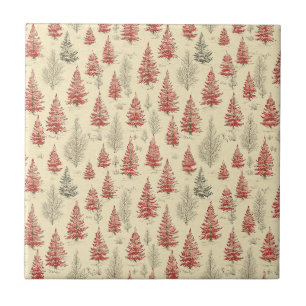 Carreau Motif d'arbre de Noël en pin vintage (1)