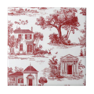 Carreau Motif d'arbre scénique de toile de ferme rouge