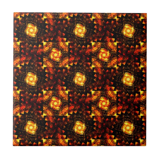 Carreau Motif d'art abstrait élégant boho moderne or #506 (Devant)