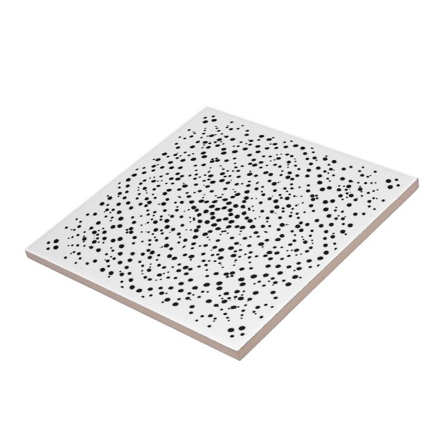 Carreau Motif d'art Dot Splatter noir et blanc Abstrait (Côté)