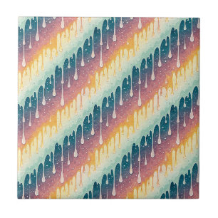 Carreau Motif d'art liquide coloré abstrait Rainbow Drip