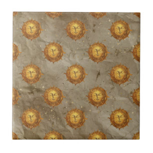 Carreau Motif d'astrologie solaire céleste vintage