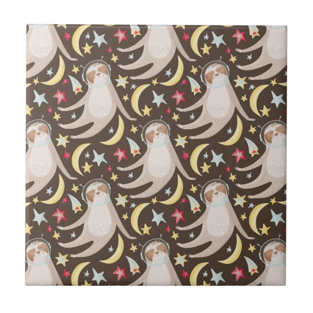 Carreau Motif d'astronaute de paresse (Devant)