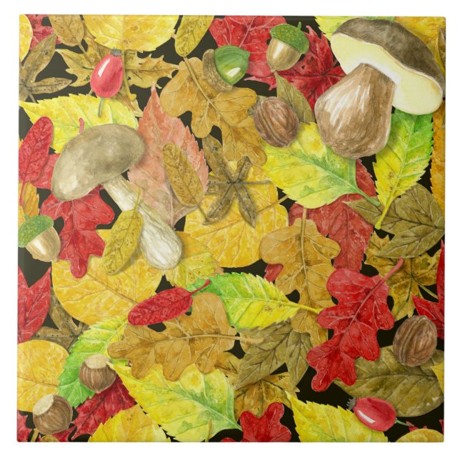 Carreau Motif d'automne aquarelle (Devant)