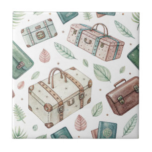 Carreau Motif de bagages de voyage vintage (1)