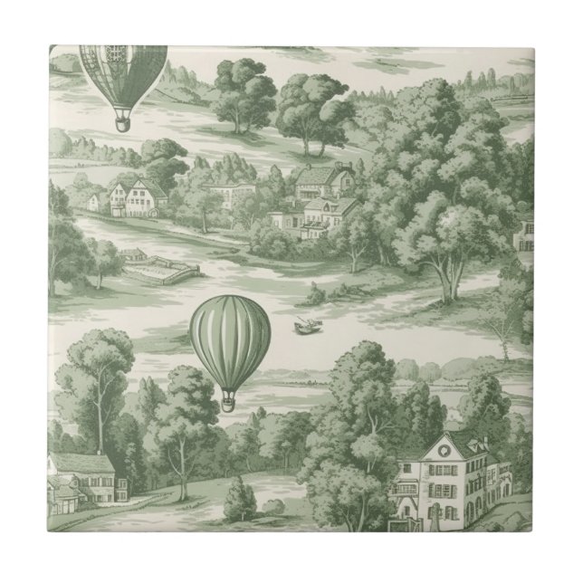 Carreau Motif de ballon toile de campagne verte romantique (Devant)