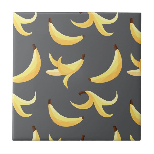 Carreau Motif de banane jaune rétro drôle éditable pour fê (Devant)