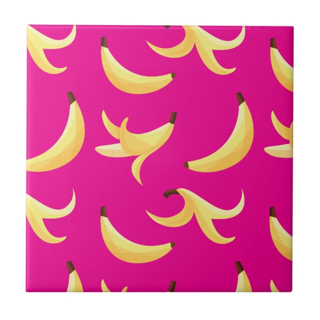 Carreau Motif de banane jaune rétro drôle éditable pour fê (Devant)