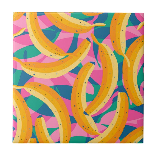 Carreau Motif de bananes drôles dans le style de l'art pop (Devant)