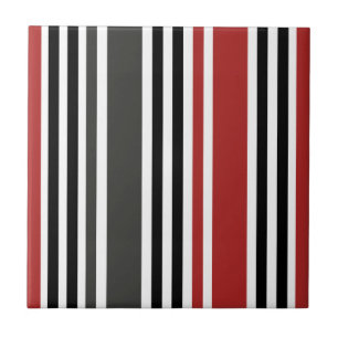 Carreau Motif de bandes verticales gris-noir rouge
