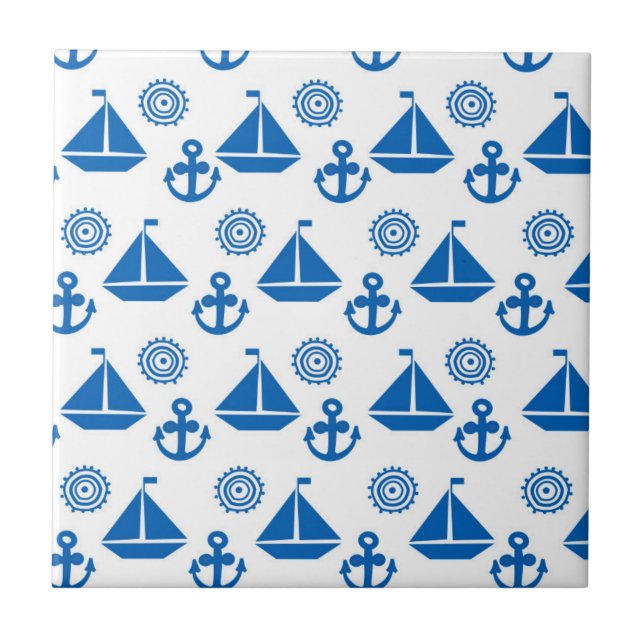 Carreau Motif de bateau à voile de bande dessinée (Devant)