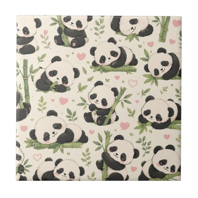 Carreau Motif de bébé panda mignon | (Devant)