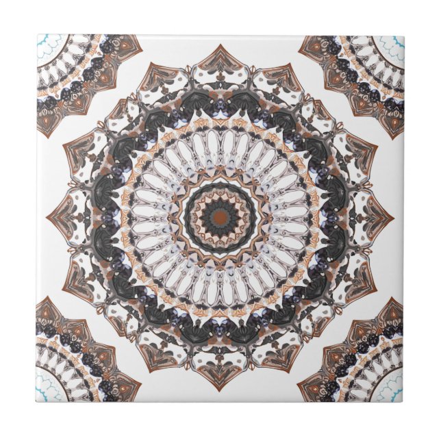 Carreau Motif de Black et Tan Mandala (Devant)
