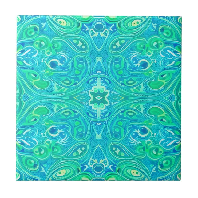Carreau Motif de Bohème Arabesque Aquamarine (Devant)