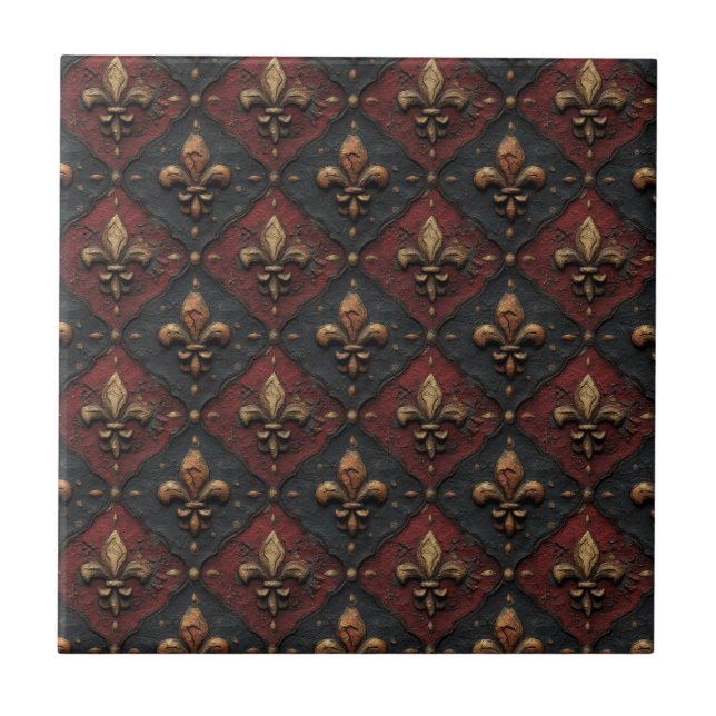 Carreau Motif de bois sculpté gothique (2) (Devant)