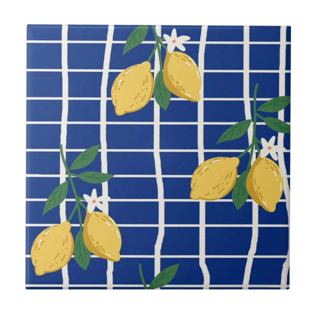 Carreau Motif de branche de citron méditerranéen (Devant)