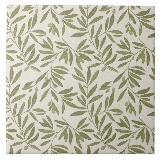 Carreau Motif de branche d'olive minimal (Devant)