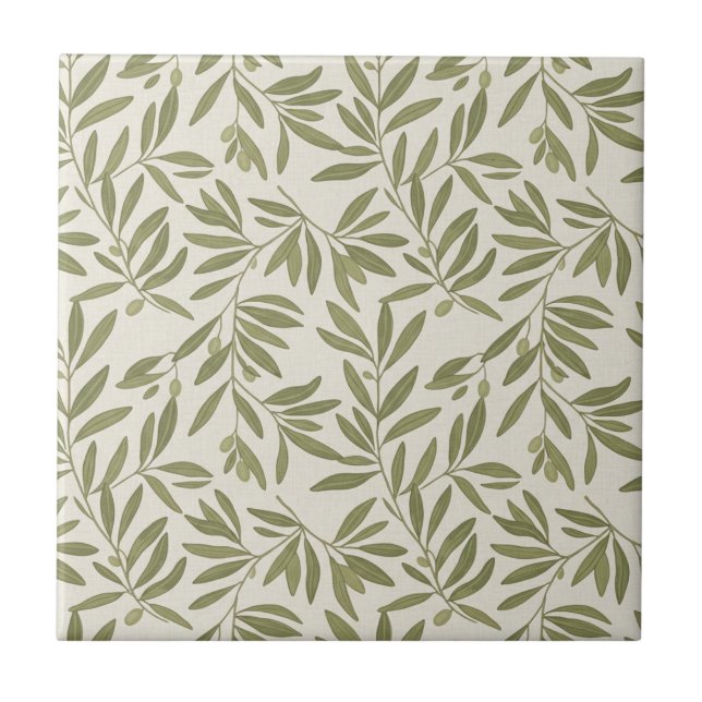 Carreau Motif de branche d'olive minimal (Devant)