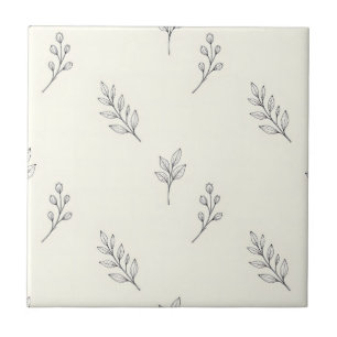 Carreau Motif de brins de feuilles d'eucalyptus délicates