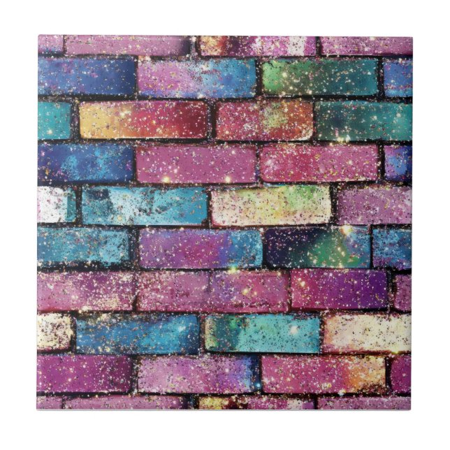 Carreau Motif de brique scintillante violette (Devant)