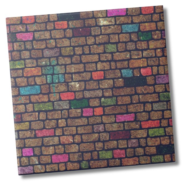Carreau Motif de brique urbaine (Colorful Distressed Rustic Painted Bricks Pattern Ceramic Tile)
