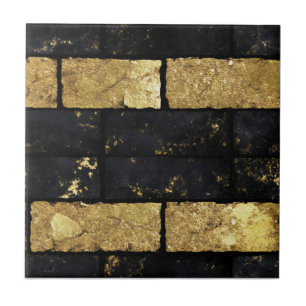Carreau Motif de briques d'or et de noir