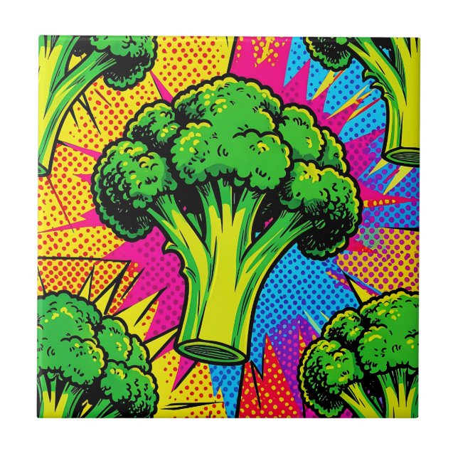 Carreau Motif de brocoli Pop Art vibrant (Devant)