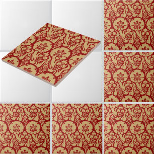 Carreau Motif de broderie florale de l'ère Tudor